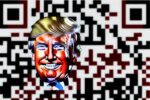 QR code artistique avec Donald Trump, généré par intelligence artificielle.