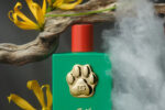 Bouteille du parfum Fefé de Dolce & Gabbana pour chiens avec un design luxueux et une patte dorée en relief