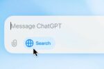 Interface de ChatGPT avec une option de recherche sur l'icône globe, bouton de recherche activé pour ChatGPT Search