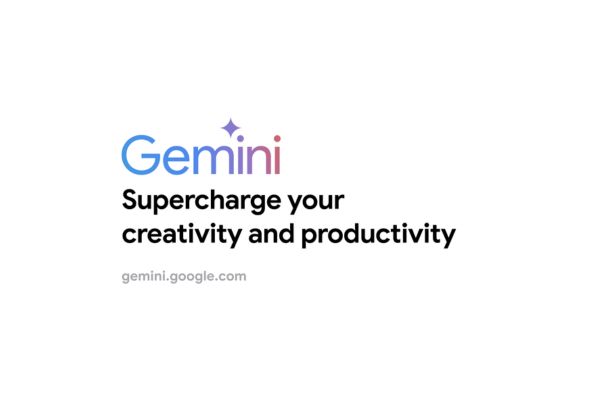 Logo de Gemini IA avec le slogan "Supercharge your creativity and productivity"